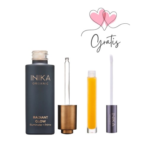 INIKA ORGANIC Radiant Glow Veil - wegańska, rozświetlająca baza pod makijaż 30ml + Lip Serum GRATIS