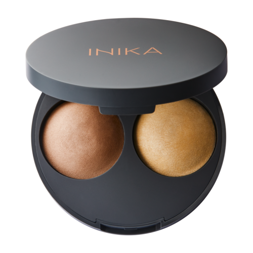 INIKA ORGANIC Baked Contour Duo ALMOND - wegański, mineralny zestaw do konturowania z bronzerem i rozświetlaczem 5 g
