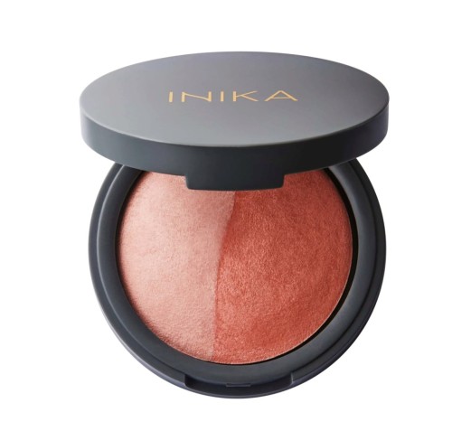 INIKA ORGANIC Mineral Baked Blush Duo BURNT PEACH - podwójny wegański, mineralny róż do policzków 6,5 g