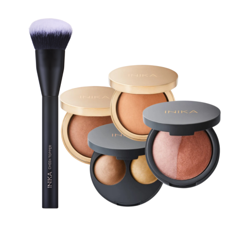 INIKA ORGANIC Contour Duo Zestaw - wegański, mineralny zestaw do konturowania z pędzlem 